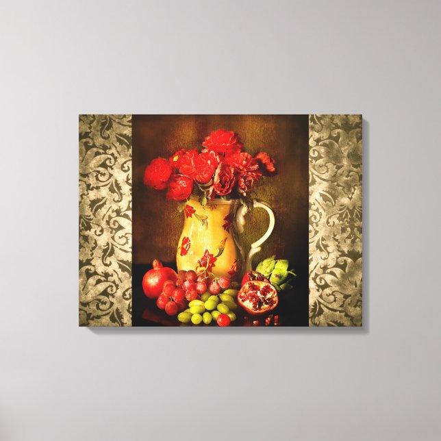 Antike Vintage Leinwand Obst und Blume (Vorderseite)