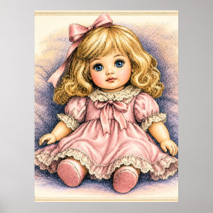 Antike Vintage-Puppe Poster