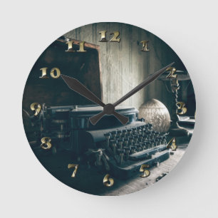 Antike Vintage-Schreibmaschine Runde Wanduhr