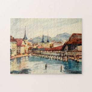 Antike Vintage-Schweiz Luzern Kapellbrücke