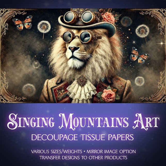 Antike Vintage Steampunk Lion Decoupage Seidenpapier (Von Creator hochgeladen)