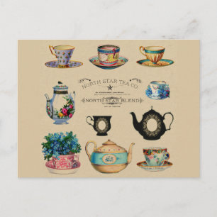 Antike Vintage-Teetasse floral Postkarte