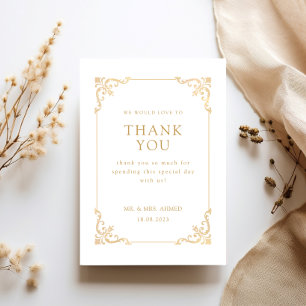 Antike Vintage White-Script-Hochzeit Dankeskarte