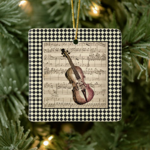 Antike Violin Harlekin Rand Keramikornament