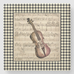 Antike Violin Harlekin Rand Steinuntersetzer
