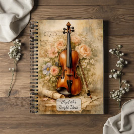 Antike Violinen-Blumenkomposition Notizbuch