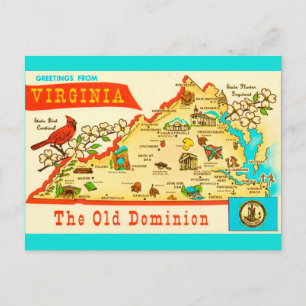 Antike Virginia-Karte auf Postkarte