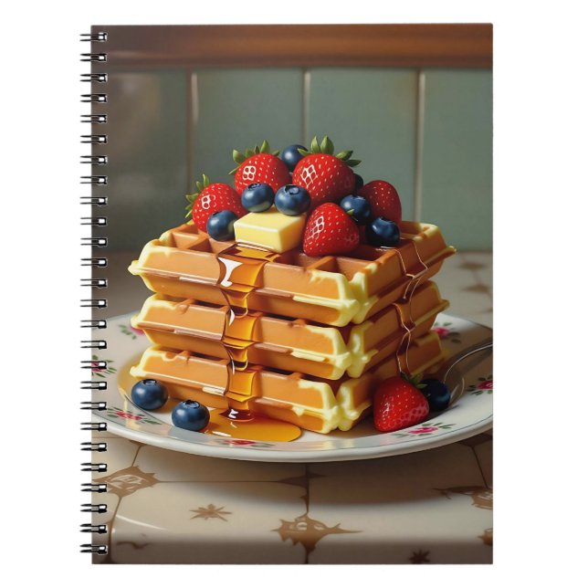 Antike Waffelplatte mit Erdbeeren  Notizblock (Vorderseite)