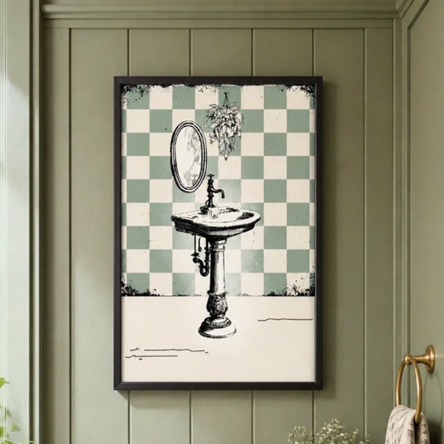 Antike Waschtisch-Ästhetik im Badezimmer Poster (Von Creator hochgeladen)