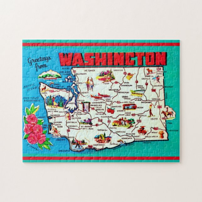 Antike Washington-Karte (Horizontal)