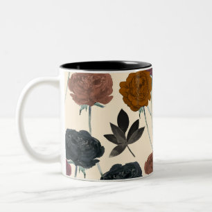 Antike Wasserfarbe Kräftige Herbstblumen Zweifarbige Tasse