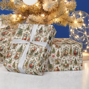 Antike Weihnachtsephemera Retro-Weihnachtsmann V Geschenkpapier