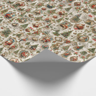 Antike Weihnachtsephemera | Retro-Weihnachtsmann V Geschenkpapier