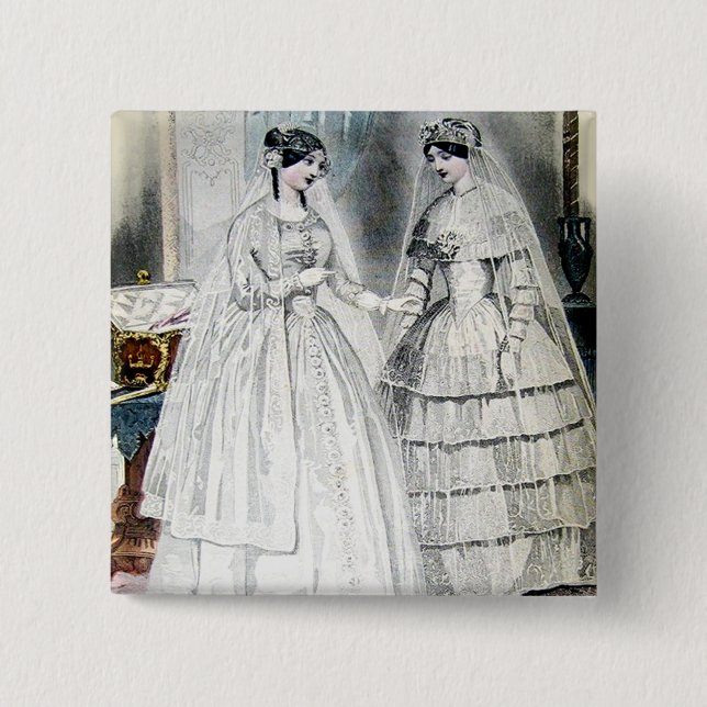 Antike weiße Hochzeitskleider Button (Vorderseite)