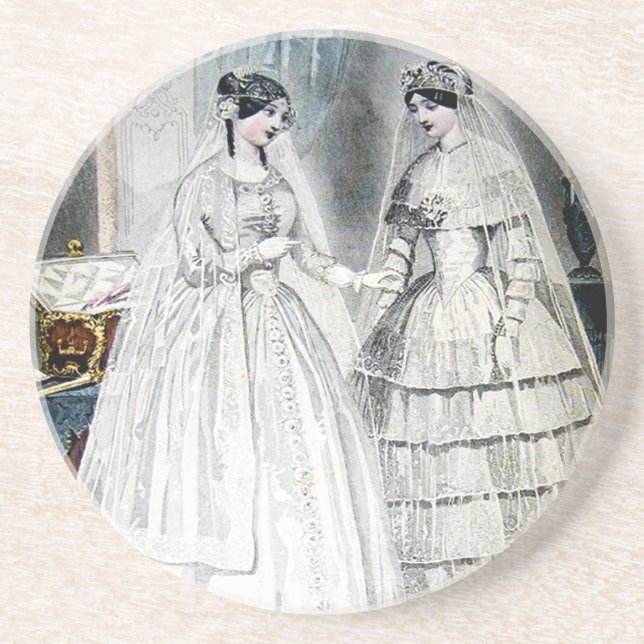 Antike weiße Hochzeitskleider Getränkeuntersetzer (Vorne)