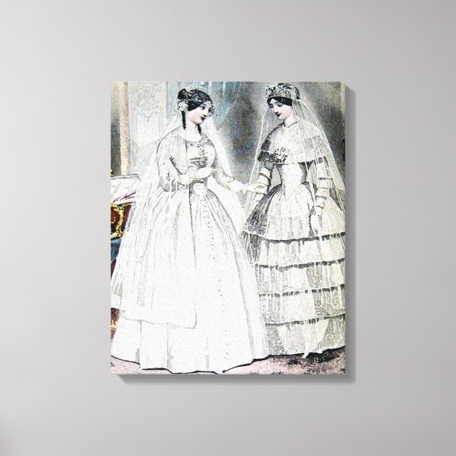 Antike weiße Hochzeitskleider Leinwanddruck (Vorderseite)