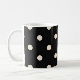 Antike weiße Polka Punkte auf schwarz Kaffeetasse