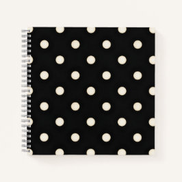 Antike weiße Polka Punkte auf schwarz Notizbuch