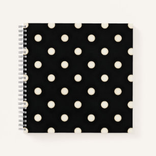 Antike weiße Polka Punkte auf schwarz Notizbuch
