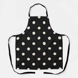 Antike weiße Polka Punkte auf schwarz Schürze