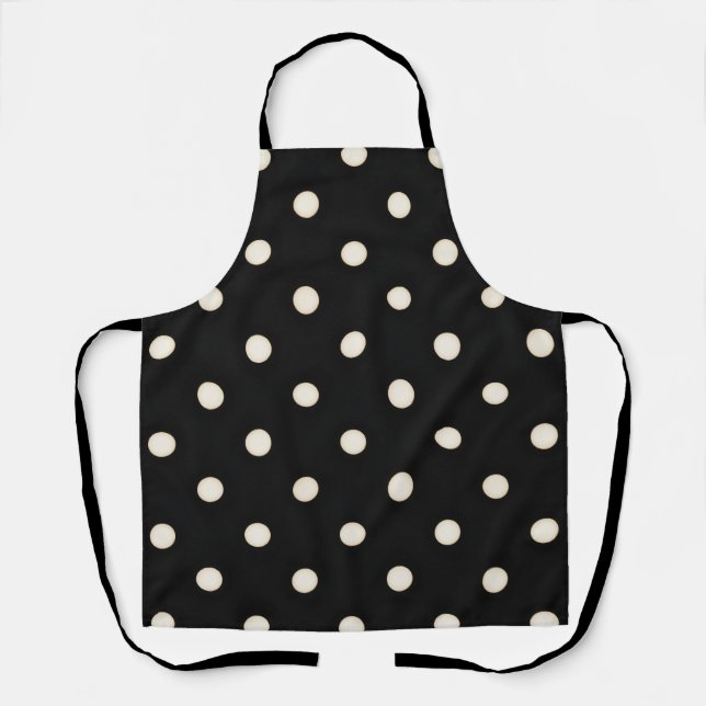 Antike weiße Polka Punkte auf schwarz Schürze (Vorderseite)