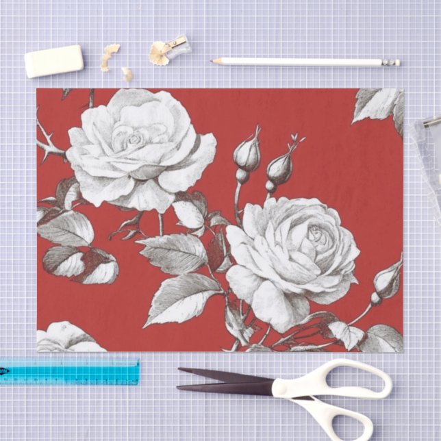 Antike Weiße Rose Seidenpapier (Handwerk)