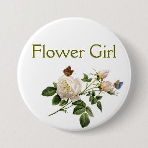 antike weiße Rosenblumen Blumenmädchen Button