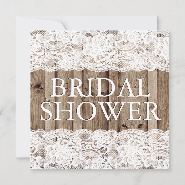 Antike weiße Spitzen Bridal Dusche Einladung (Vorderseite)