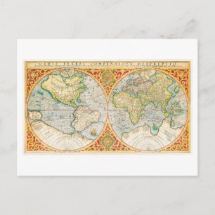 Antike Weltkarte 1637 Postkarte