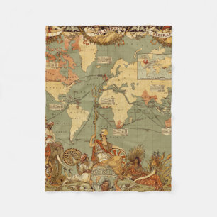 Antike Weltkarte 1886 Britisches Weltreich Poster Fleecedecke