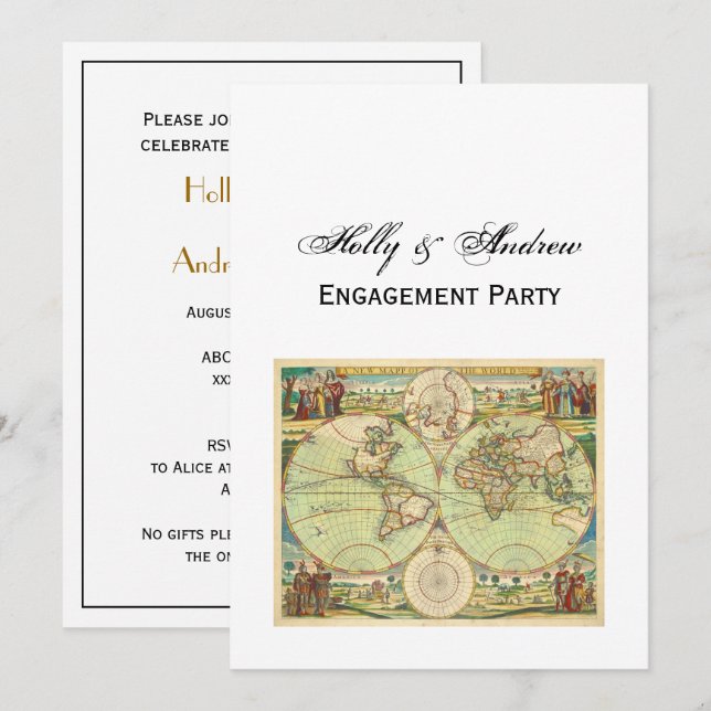 Antike Weltkarte #4 Einladung (Vorne/Hinten)