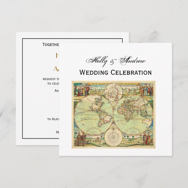 Antike Weltkarte #4 Einladung (Vorne/Hinten)