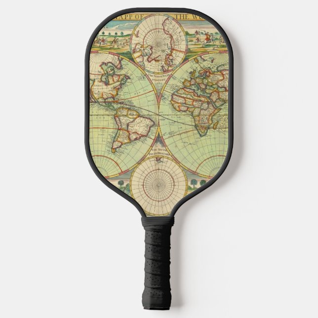 Antike Weltkarte #4 Pickleball Schläger (Rückseite)