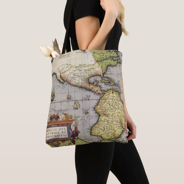 Antike Weltkarte Amerikas von Abraham Ortelius Tasche (Von Nahem)