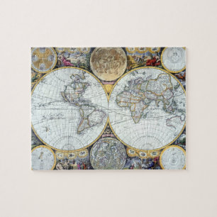 Antike Weltkarte, Atlas Maritimus von John Seller