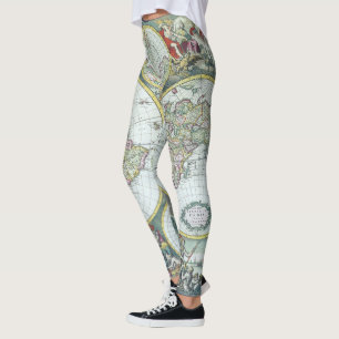 Antike Weltkarte aus dem 17. Jahrhundert, Frederic Leggings