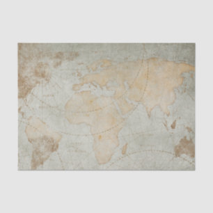Antike Weltkarte Blassblaue Decoupage Handwerk Seidenpapier