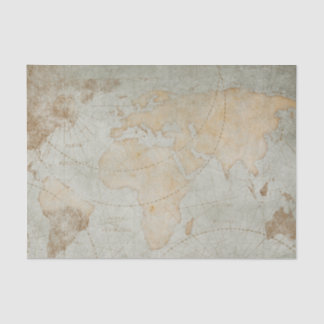 Antike Weltkarte Blassblaue Decoupage Handwerk Seidenpapier