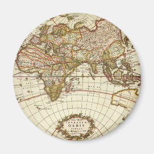 Antike Weltkarte, C. 1680. Durch Frederick de Wit Magnet