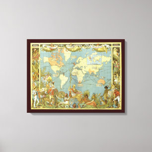 Antike Weltkarte des Britischen Imperiums, 1886 Leinwanddruck