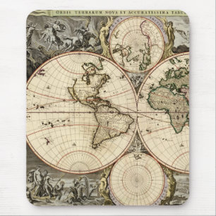 Antike Weltkarte durch Nicolao Visscher, circa Mousepad