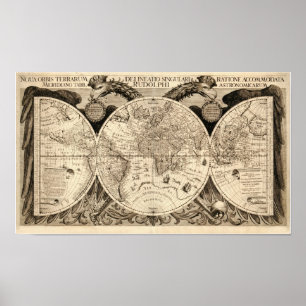 Antike Weltkarte durch Philipp Eckebrecht - 1630 Poster