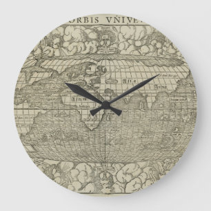 Antike Weltkarte durch Sebastian Münster circa 15 Große Wanduhr