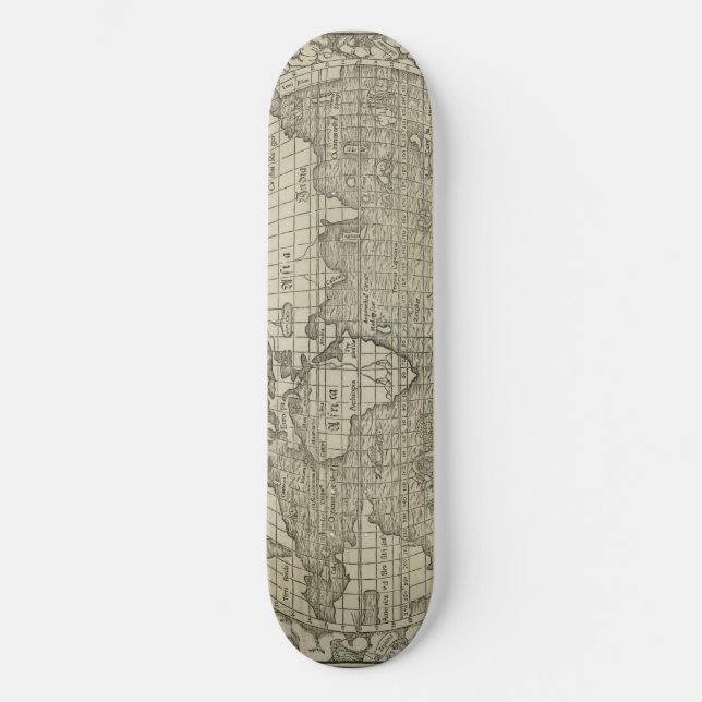 Antike Weltkarte durch Sebastian Münster circa Skateboard (Vorderseite)