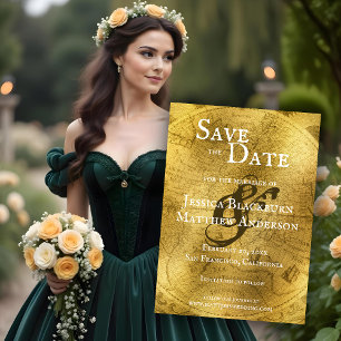 Antike Weltkarte Golden Tor Save The Date