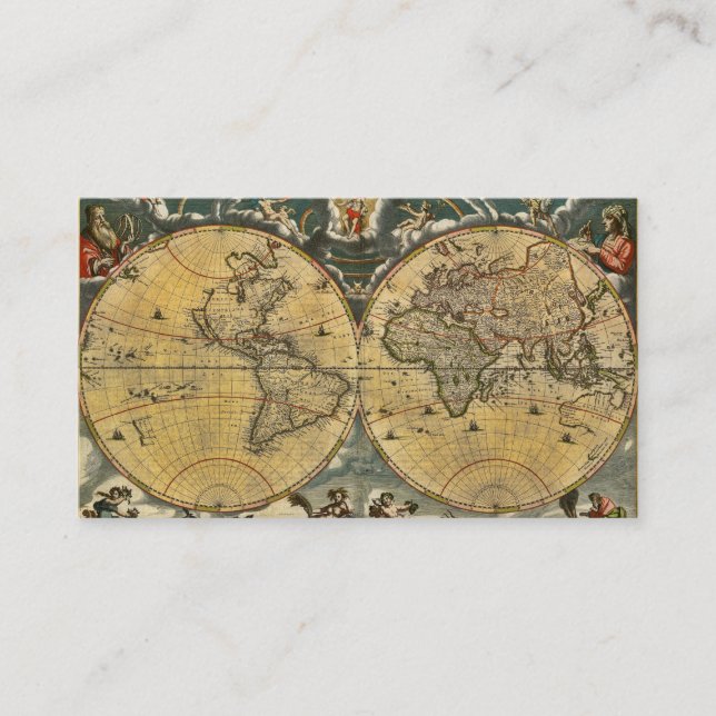 Antike Weltkarte im abgenutzten Stil #2 Visitenkarte (Vorderseite)