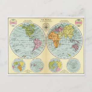 Antike Weltkarte in den Hemisphären Postkarte