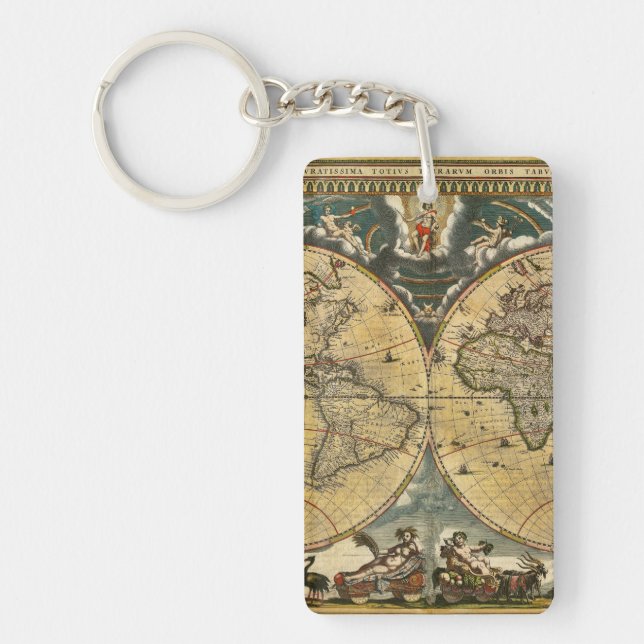 Antike Weltkarte J. Blaeu 1664 Schlüsselanhänger (Vorderseite)
