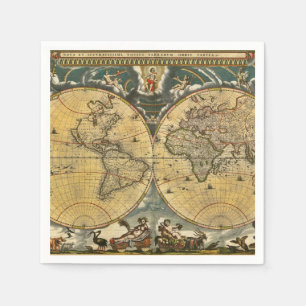 Antike Weltkarte - Joan Blaeu - 1664 Partynapkin Serviette