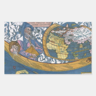 Antike Weltkarte mit Claudius Ptolemäus, 1507 Rechteckiger Aufkleber